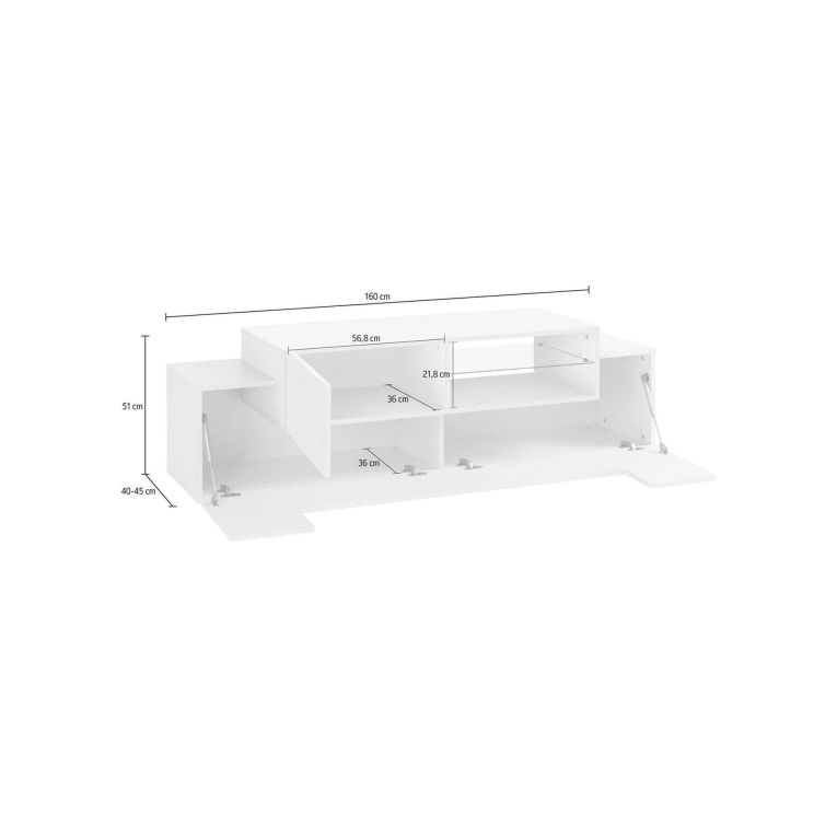 Base TV bianco lucido e acero 160x45x51h cm 3 ante - Andris