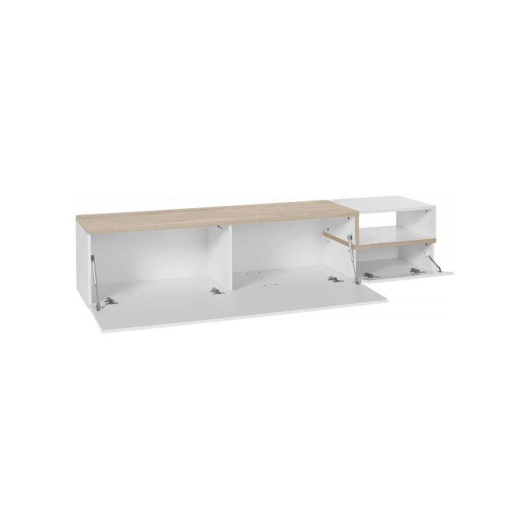 Base TV bianco lucido e acero 200x40x49h cm 2 ante - Febe