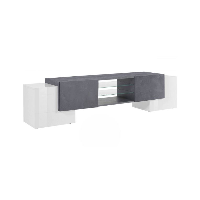Base TV bianco lucido e ardesia 190x45x45h cm 4 ante - Arancione