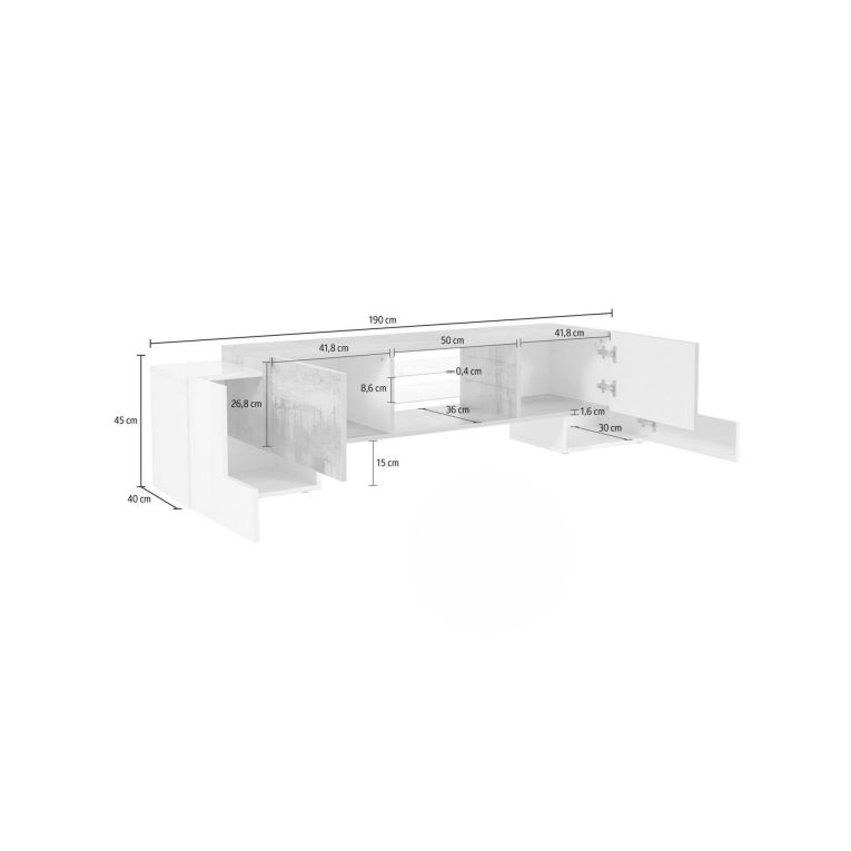 Base TV bianco lucido e ardesia 190x45x45h cm 4 ante - Arancione