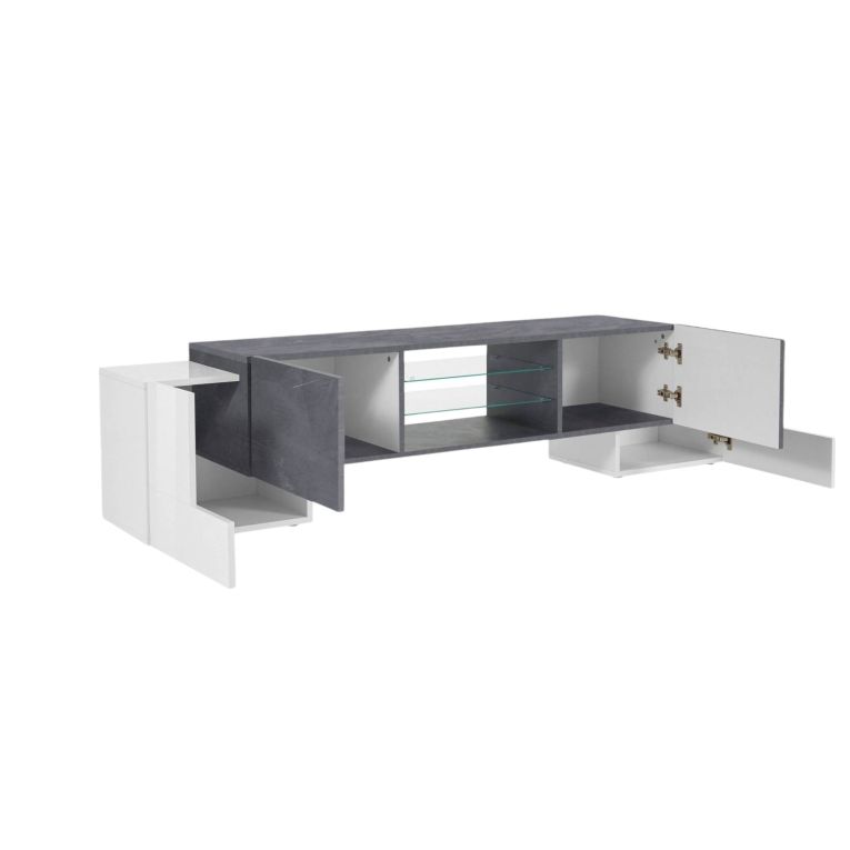 Base TV bianco lucido e ardesia 190x45x45h cm 4 ante - Arancione