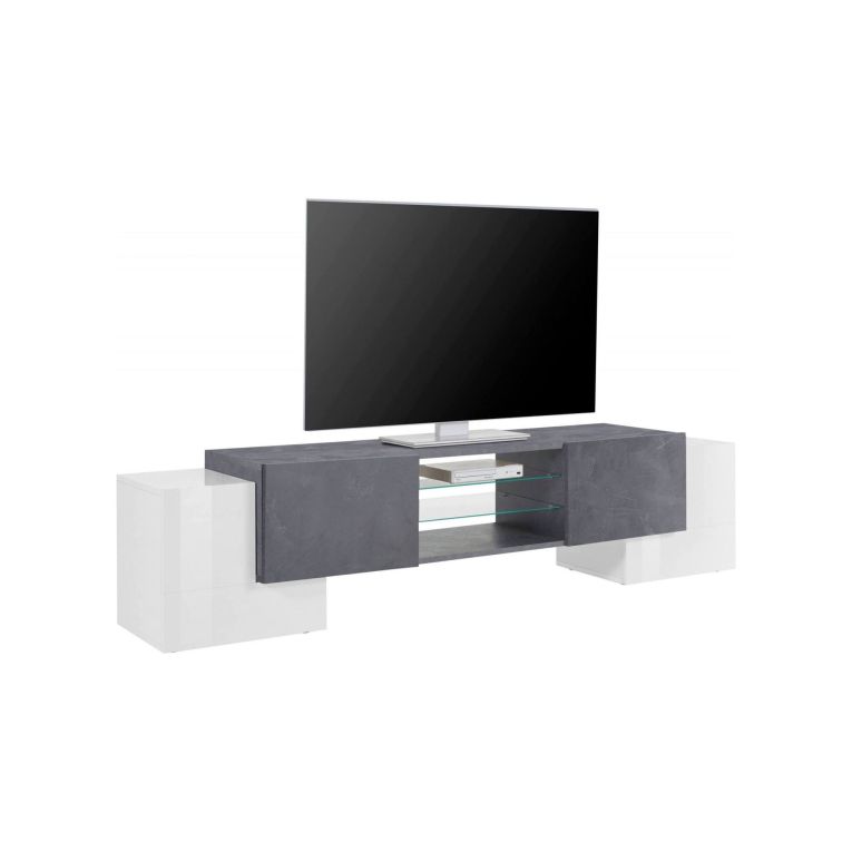 Base TV bianco lucido e ardesia 190x45x45h cm 4 ante - Arancione