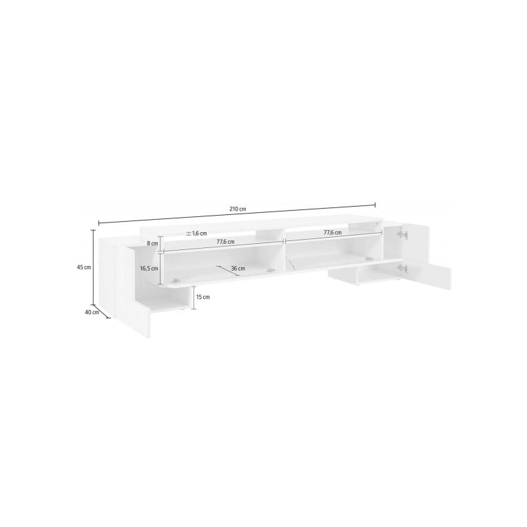 Base TV bianco lucido e ardesia 210x45x45h cm 3 ante - Amis
