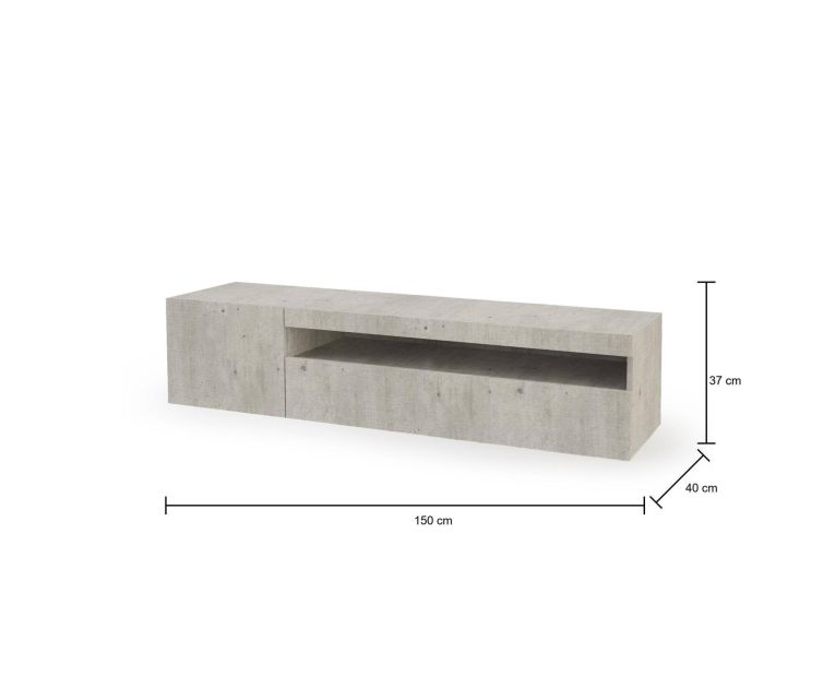 Base TV cemento 150x40x37h cm 2 ante - Ardy