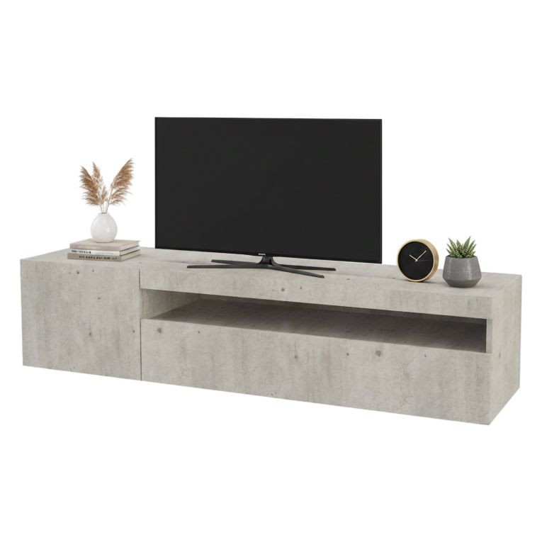 Base TV cemento 150x40x37h cm 2 ante in legno - Ardy