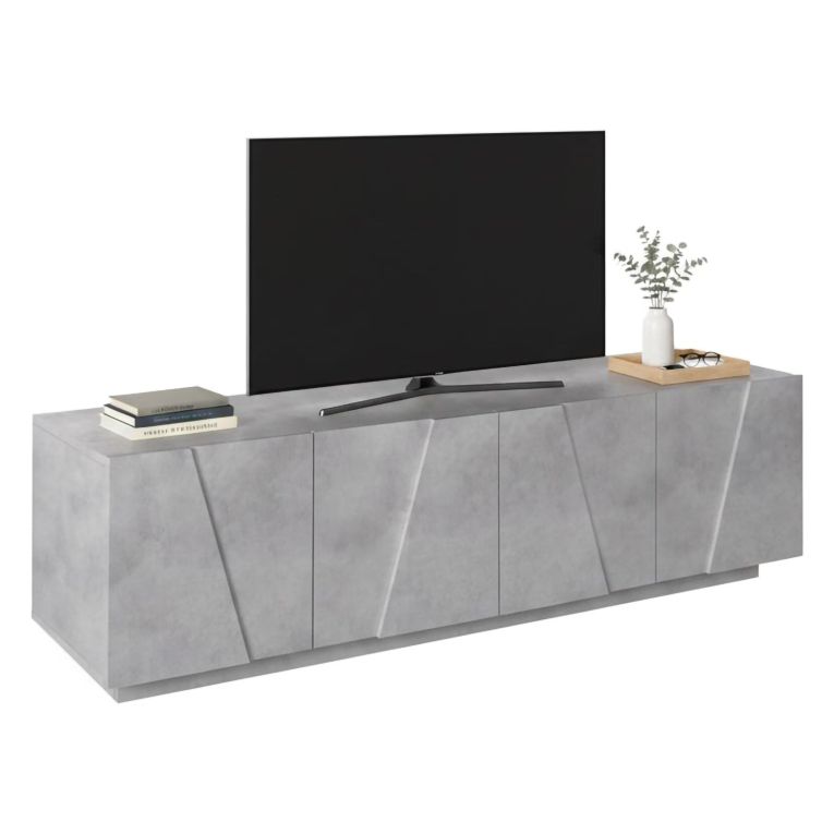 Base TV cemento 162x44x46h cm 4 ante e 1 cassetto - Acix