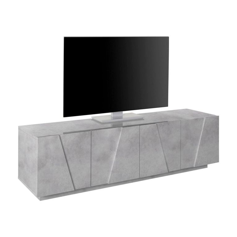Base TV cemento 162x44x46h cm 4 ante e 1 cassetto - Acix