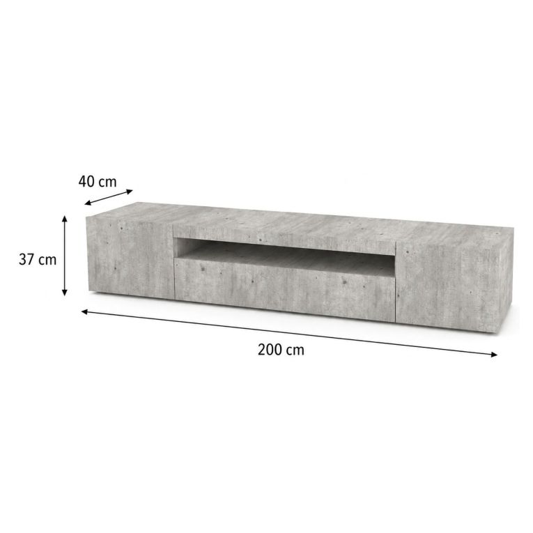 Base TV cemento 200x40x37h cm 3 ante - Amore