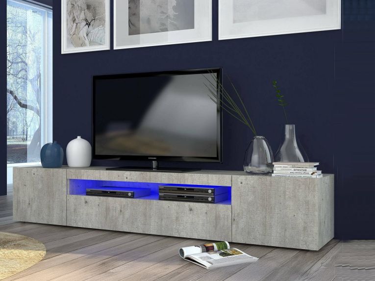 Base TV cemento 200x40x37h cm 3 ante - Amore