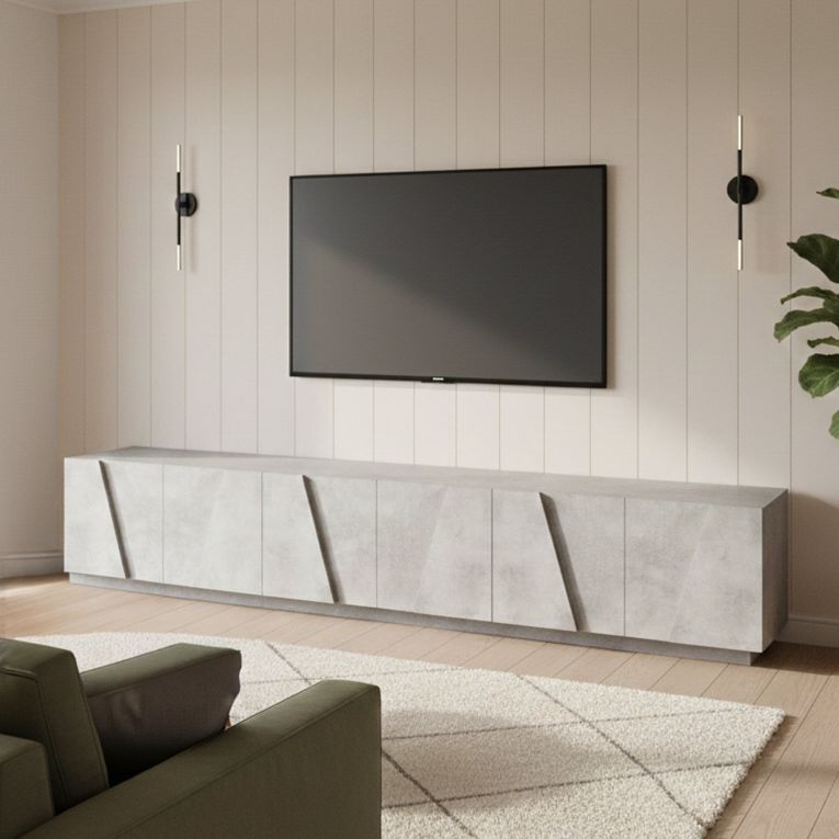 Base TV cemento 244x44x46h cm 6 ante e 1 cassetto - Aemilor