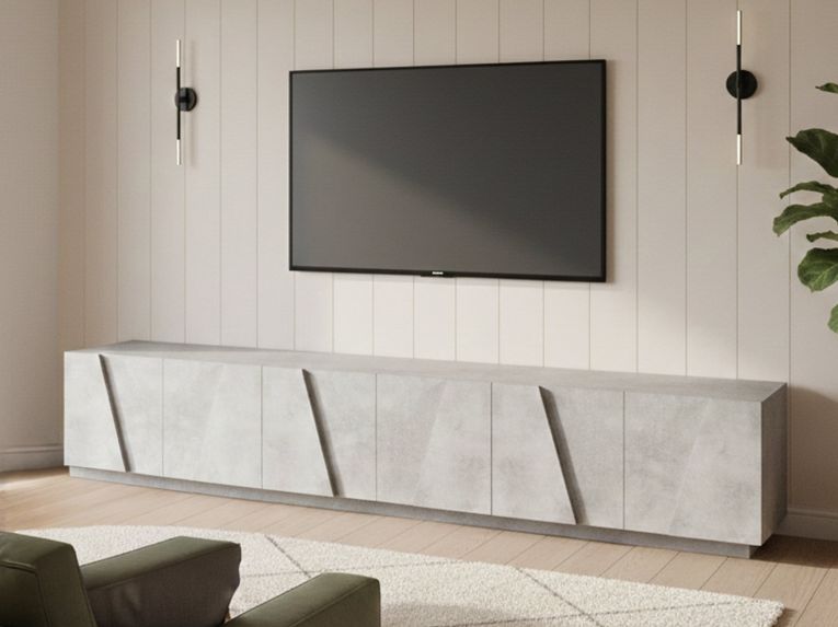 Base TV cemento 244x44x46h cm 6 ante e 1 cassetto - Aemilor