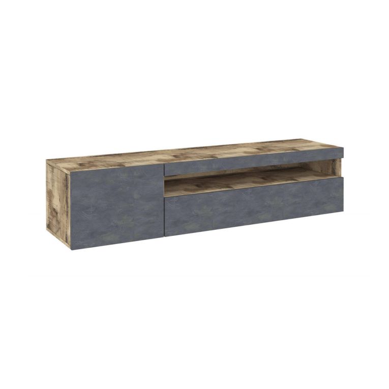 Base TV legno e ardesia 150x40x37h cm 2 ante - Aquilo