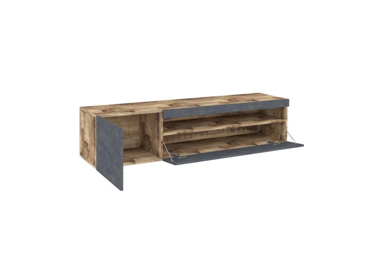 Base TV legno e ardesia 150x40x37h cm 2 ante - Aquilo