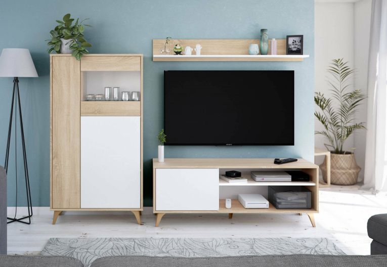 Base TV rovere 135x40x50h cm in legno - Amerino