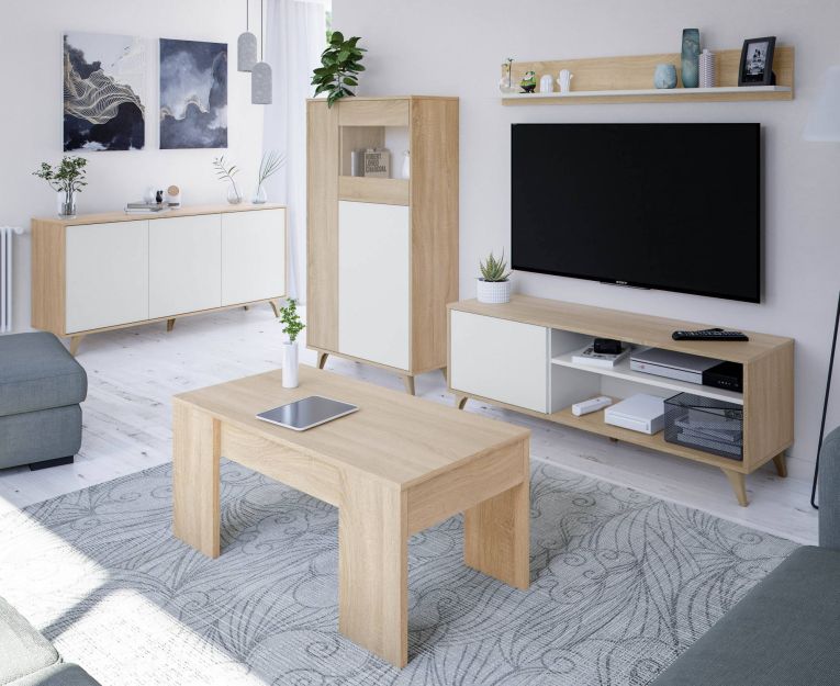 Base TV rovere 135x40x50h cm in legno - Amerino