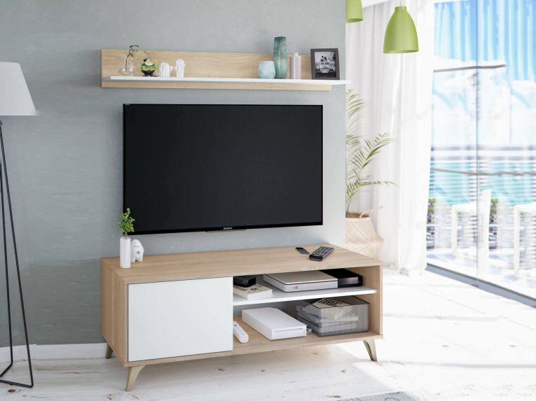 Base TV rovere 135x40x50h cm in legno - Amerino