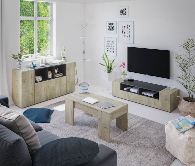 Base TV rovere 138x42x36h cm 4 ante - Ebe