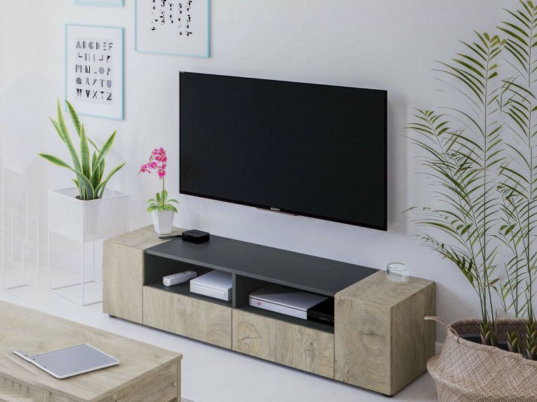 Base TV rovere 138x42x36h cm 4 ante - Ebe
