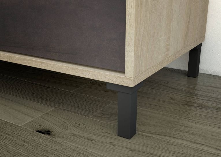 Base TV rovere e antracite 130x41x47h cm 2 ante e 2 cassetti - Alva