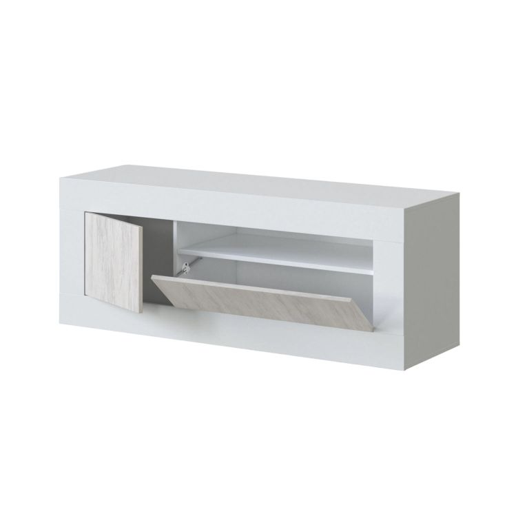 Base TV rovere e bianco 139x42x53h cm 2 ante - Kunzite