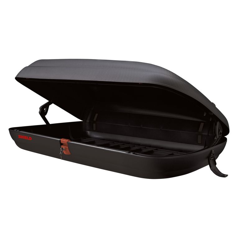 Baule Auto Nero Finitura Effetto Carbonio Capacità 250 l, 55 kg, Apertura a Ribalta Made in Italy - Chivin