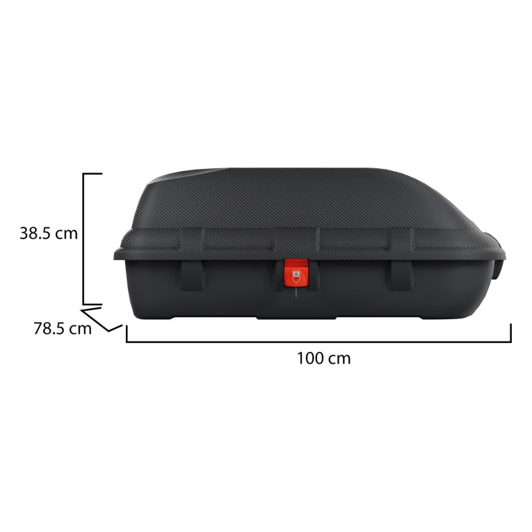 Baule Auto Nero Finitura Effetto Carbonio Capacità 270 l, 55 kg, Apertura a Ribalta Made in Italy - Chivin
