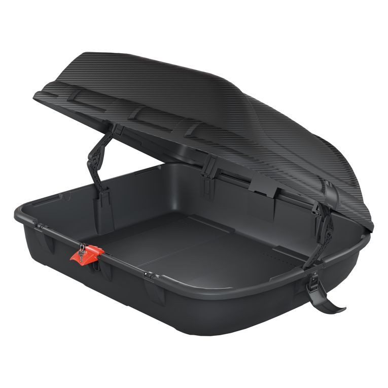 Baule Auto Nero Finitura Effetto Carbonio Capacità 270 l, 55 kg, Apertura a Ribalta Made in Italy - Chivin