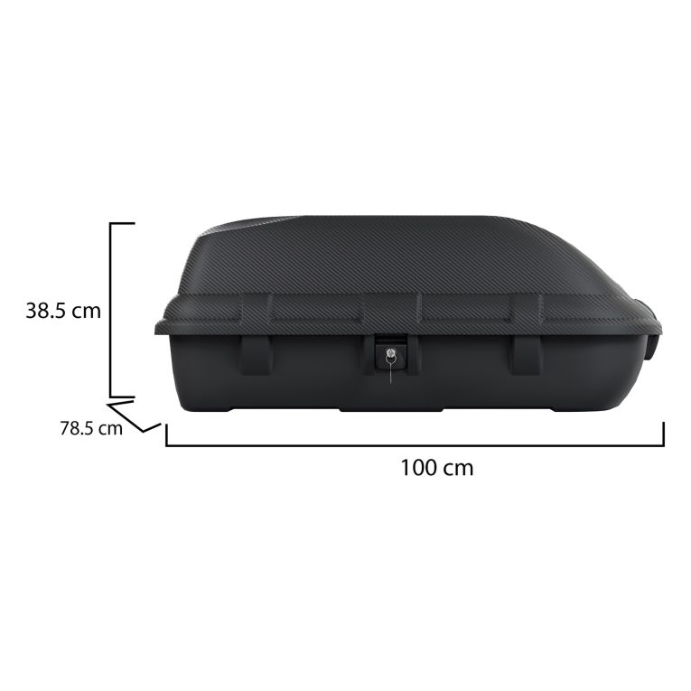 Baule Auto Nero Finitura Effetto Carbonio Capacità 270 l, 55 kg, Apertura Doppia Apertura Laterale Made in Italy - Copora
