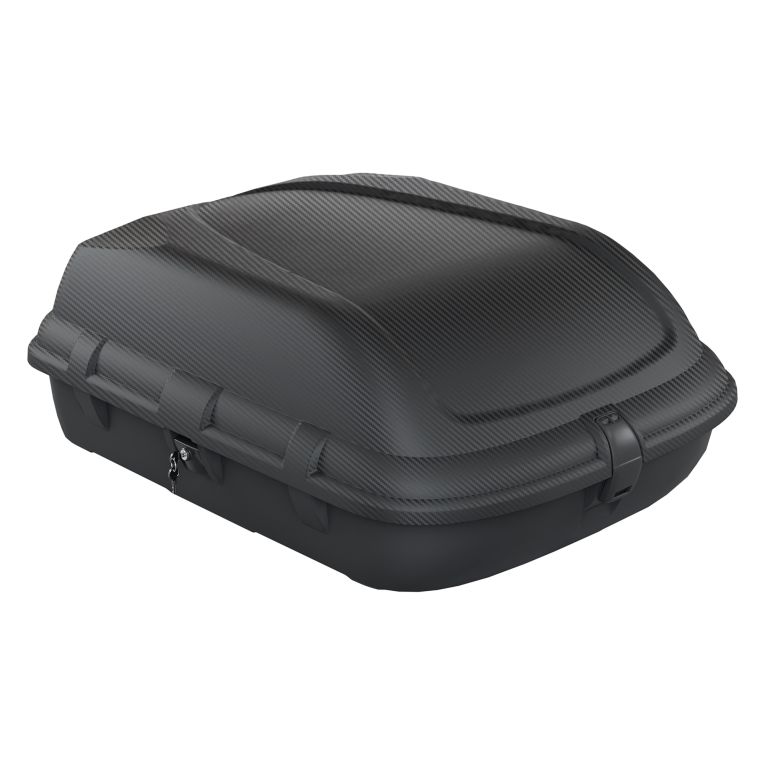 Baule Auto Nero Finitura Effetto Carbonio Capacità 270 l, 55 kg, Apertura Doppia Apertura Laterale Made in Italy - Copora