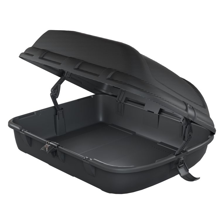 Baule Auto Nero Finitura Effetto Carbonio Capacità 270 l, 55 kg, Apertura Doppia Apertura Laterale Made in Italy - Copora