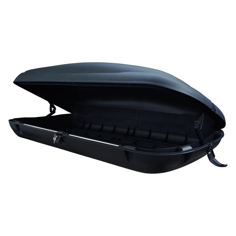 Baule Auto Nero Finitura Effetto Carbonio Capacità 350 l, 75 kg, Apertura a Ribalta Made in Italy - Chivin