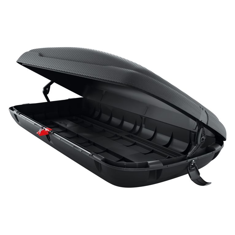 Baule Auto Nero Finitura Effetto Carbonio Capacità 350 l, 75 kg, Apertura a Ribalta Made in Italy - Chivin