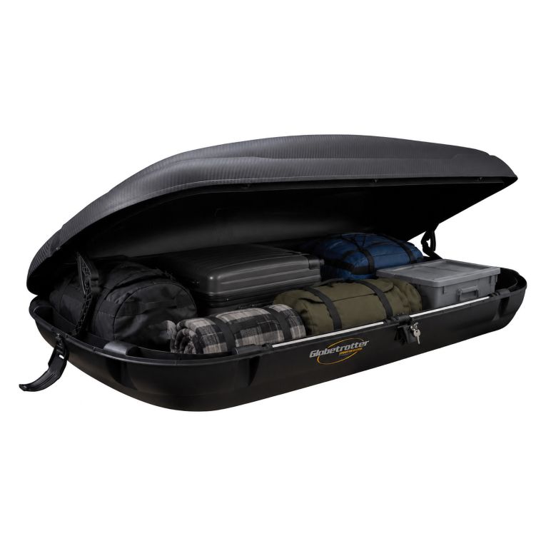 Baule Auto Nero Finitura Effetto Carbonio Capacità 350 l, 75 kg, Apertura Doppia Apertura Laterale Made in Italy - Copora