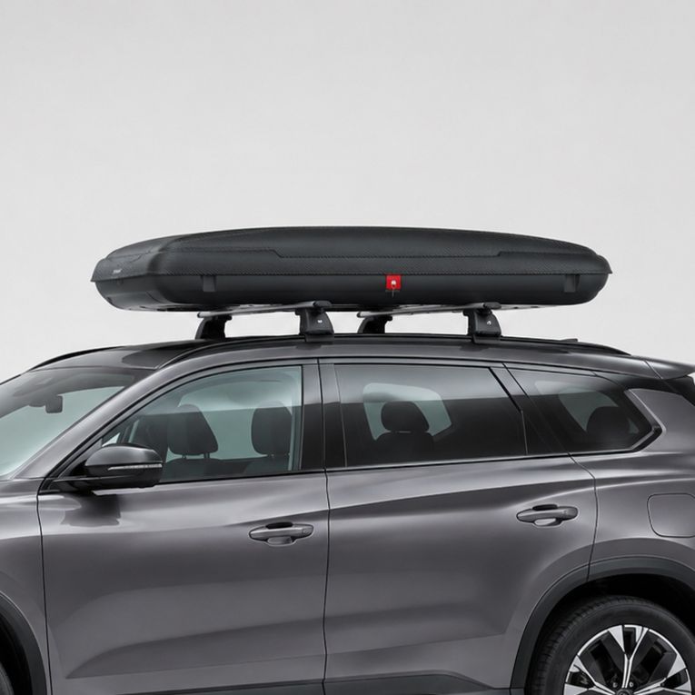 Baule Auto Nero Finitura Effetto Carbonio Capacità 430 l, 75 kg, Apertura a Ribalta Made in Italy - Chivin