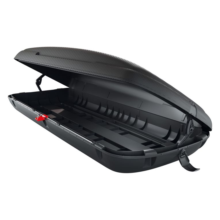 Baule Auto Nero Finitura Effetto Carbonio Capacità 430 l, 75 kg, Apertura a Ribalta Made in Italy - Chivin
