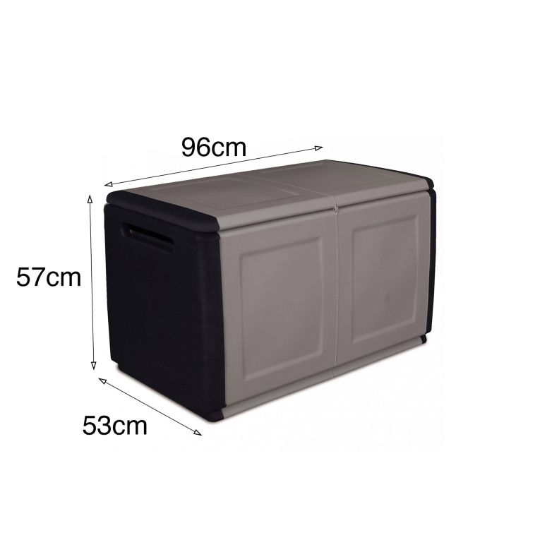 Baule Brakel, Cassapanca multiuso, Baule contenitore, Box portaoggetti, 100% Made in Italy, 96x53h57 cm, Grigio chiaro e Nero