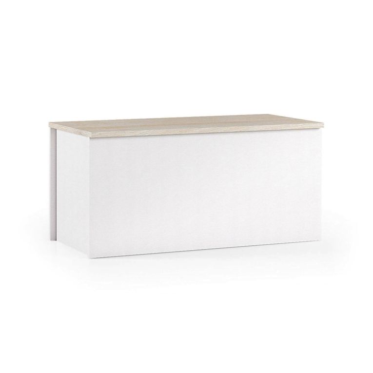 Baule cassapanca in legno 90x45x45h cm bianco e rovere - Ayusnay