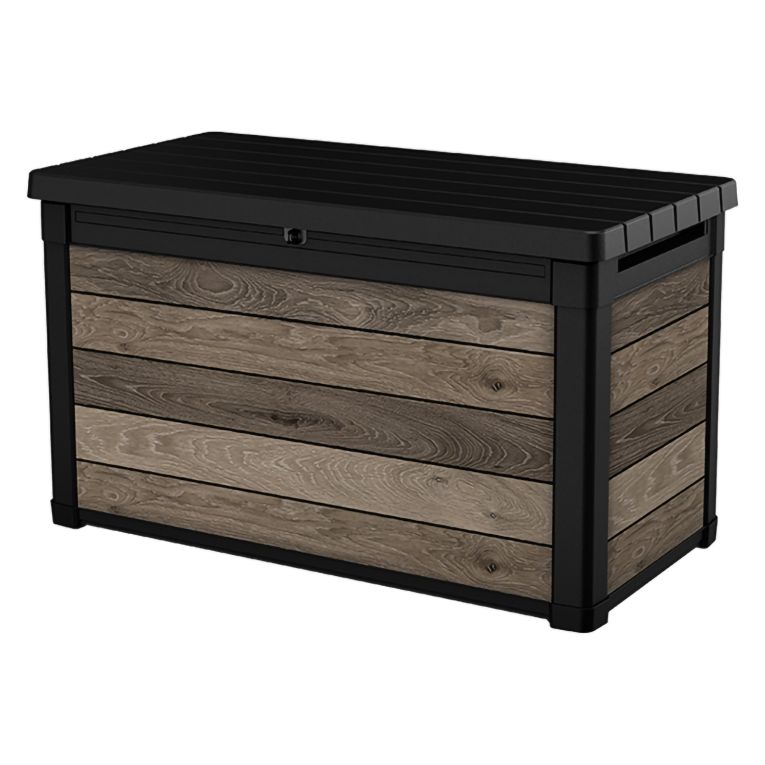 Baule Marrone Noce Marrone Rovere Scuro Lucchettabile, Finitura in Resina Chiusura a Ribalta 123x62x71h cm - Marshall