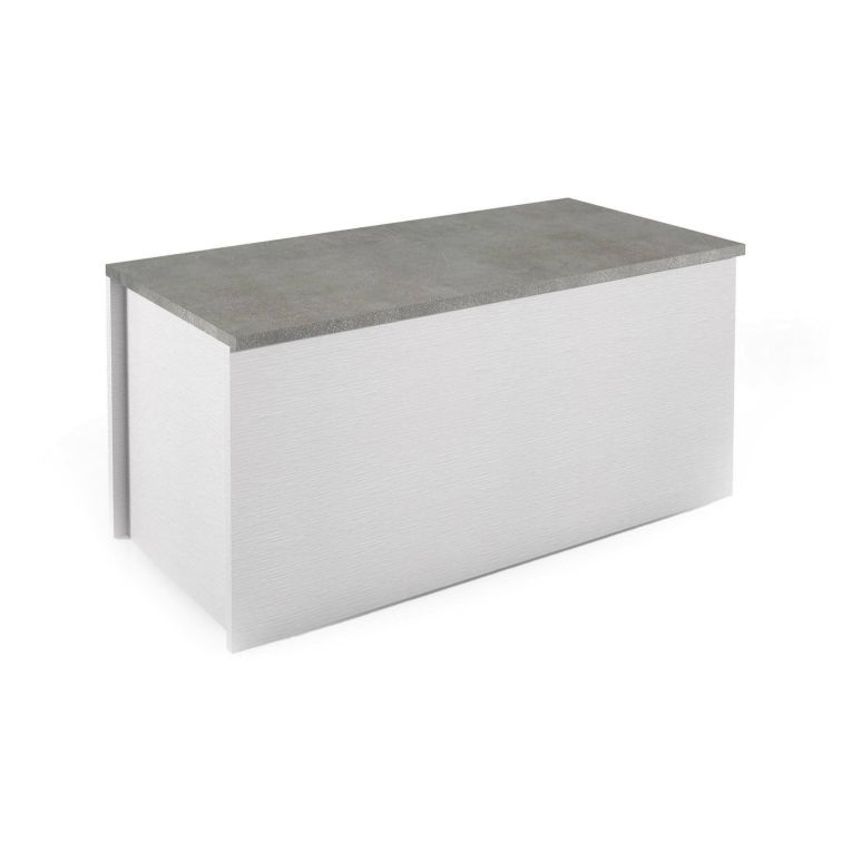 Baule moderno legno 90x45x45h cm bianco e cemento - Ayusnay