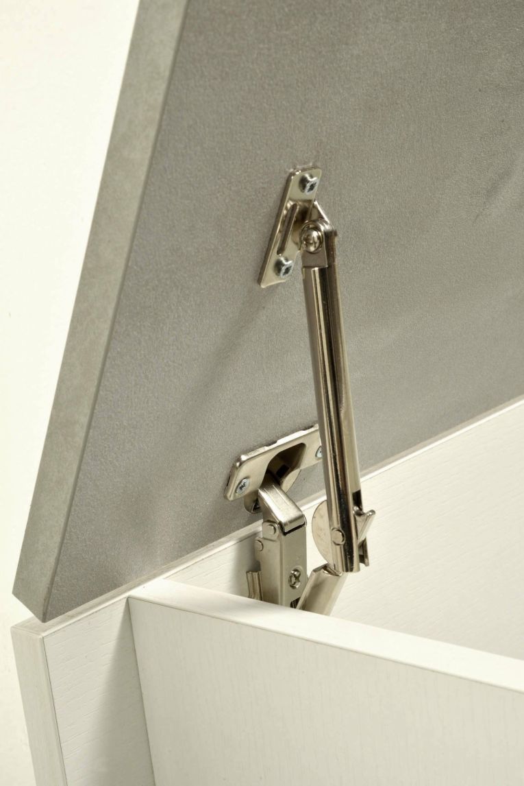 Baule moderno legno 90x45x45h cm bianco e cemento - Ayusnay