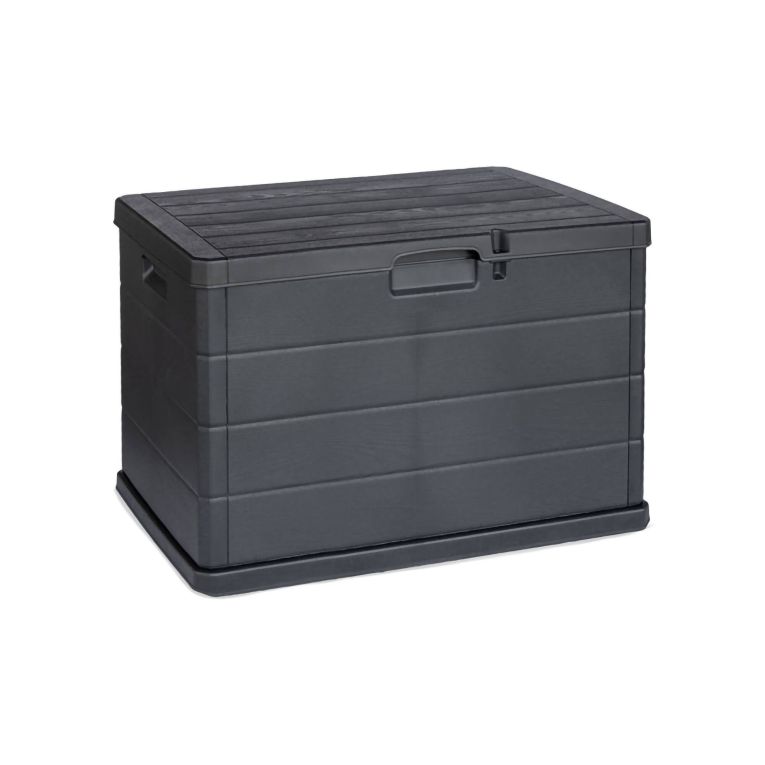 Baule Nero Antracite Chiusura Anta a Ribalta Materiale Piano in Plastica 76x55x52h cm, Colore Ripiano Nero - Cislago