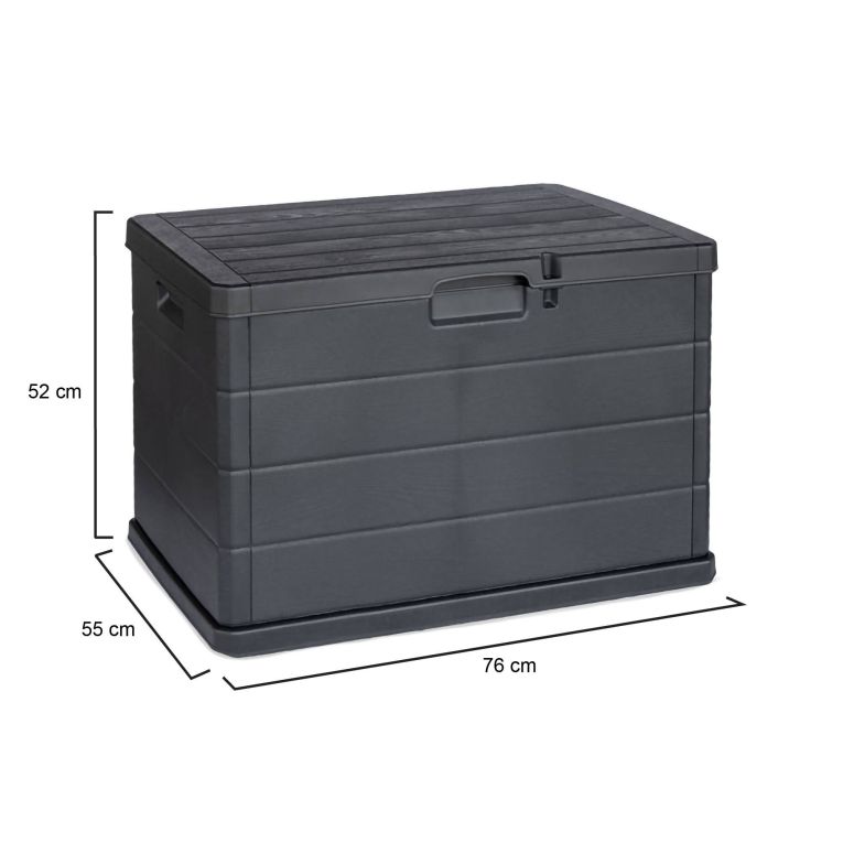 Baule Nero Antracite Chiusura Anta a Ribalta Materiale Piano in Plastica 76x55x52h cm, Colore Ripiano Nero - Cislago