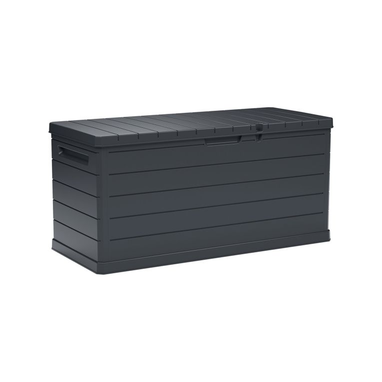 Baule Nero Antracite Resistente ai Raggi uv Impermeabile Capacità 350 l Chiusura Lucchetto 118.5x52x56.8h cm, Materiale Piano in Plastica - Nurri