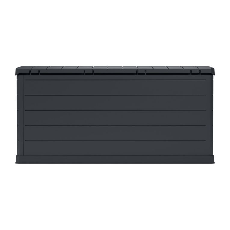 Baule Nero Antracite Resistente ai Raggi uv Impermeabile Capacità 350 l Chiusura Lucchetto 118.5x52x56.8h cm, Materiale Piano in Plastica - Nurri