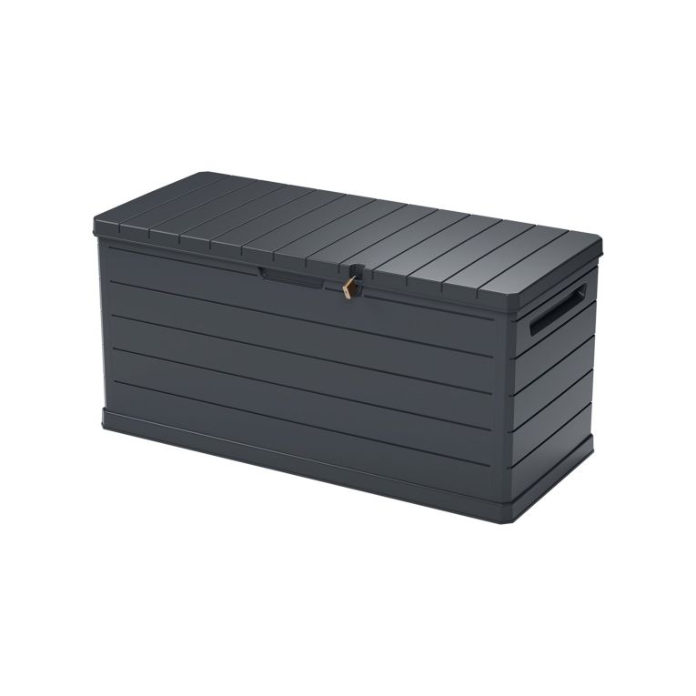 Baule Nero Antracite Resistente ai Raggi uv Impermeabile Capacità 350 l Chiusura Lucchetto 118.5x52x56.8h cm, Materiale Piano in Plastica - Nurri