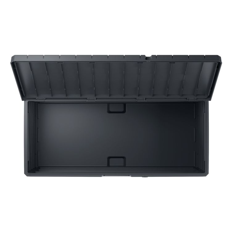 Baule Nero Antracite Resistente ai Raggi uv Impermeabile Capacità 350 l Chiusura Lucchetto 118.5x52x56.8h cm, Materiale Piano in Plastica - Nurri