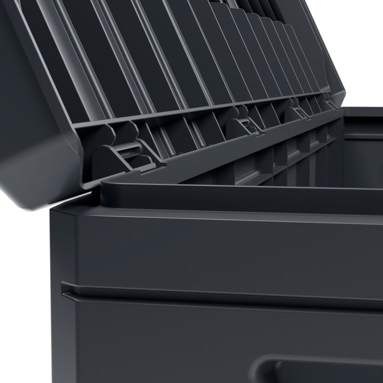 Baule Nero Antracite Resistente ai Raggi uv Impermeabile Capacità 350 l Chiusura Lucchetto 118.5x52x56.8h cm, Materiale Piano in Plastica - Nurri