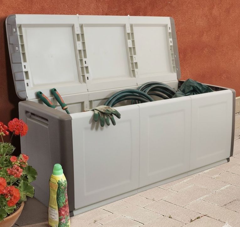 Baule Zele, Cassapanca multiuso, Baule contenitore, Box portaoggetti, 100% Made in Italy, 138x53h57 cm, Beige e Marrone