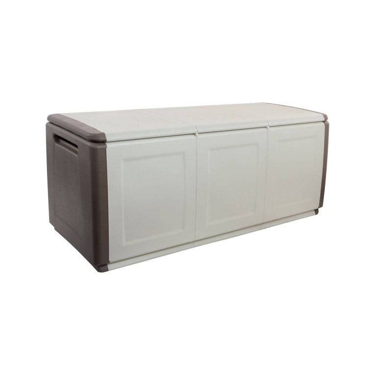 Baule Zele, Cassapanca multiuso, Baule contenitore, Box portaoggetti, 100% Made in Italy, 138x53h57 cm, Beige e Marrone