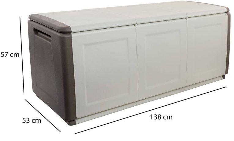 Baule Zele, Cassapanca multiuso, Baule contenitore, Box portaoggetti, 100% Made in Italy, 138x53h57 cm, Beige e Marrone